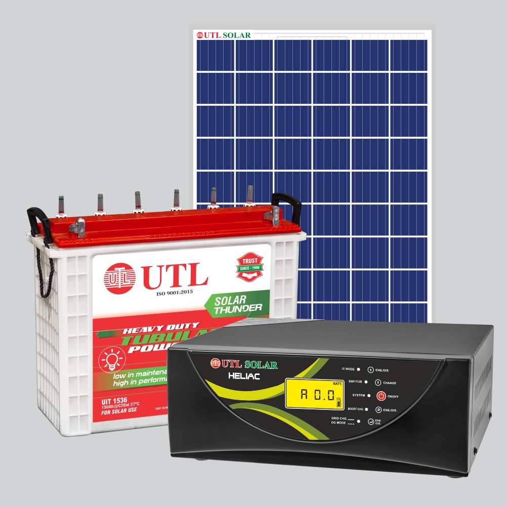 Heliac 1500VA-12V Inverter with UIT 1536 Inverter Battery and 165W Solar Panel