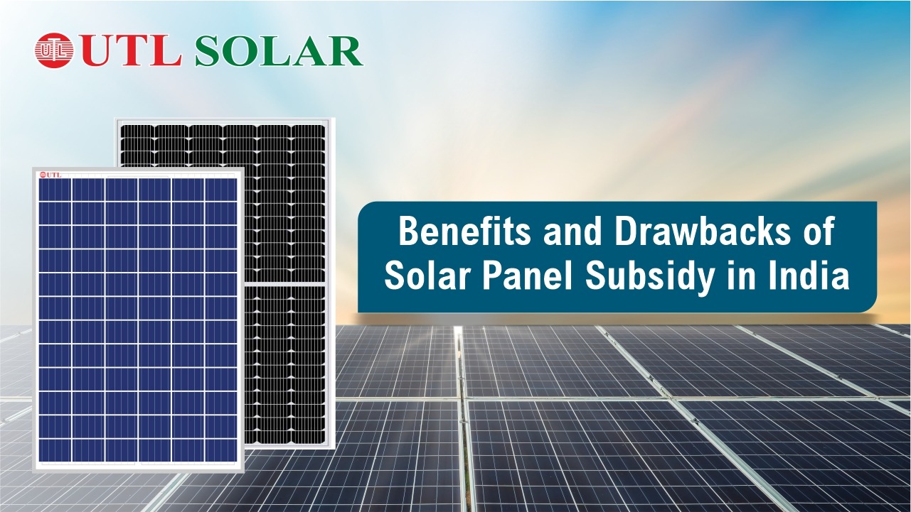 A set of solar panels describing the benefits and drawbacks of solar panel subsidy in India in 2024