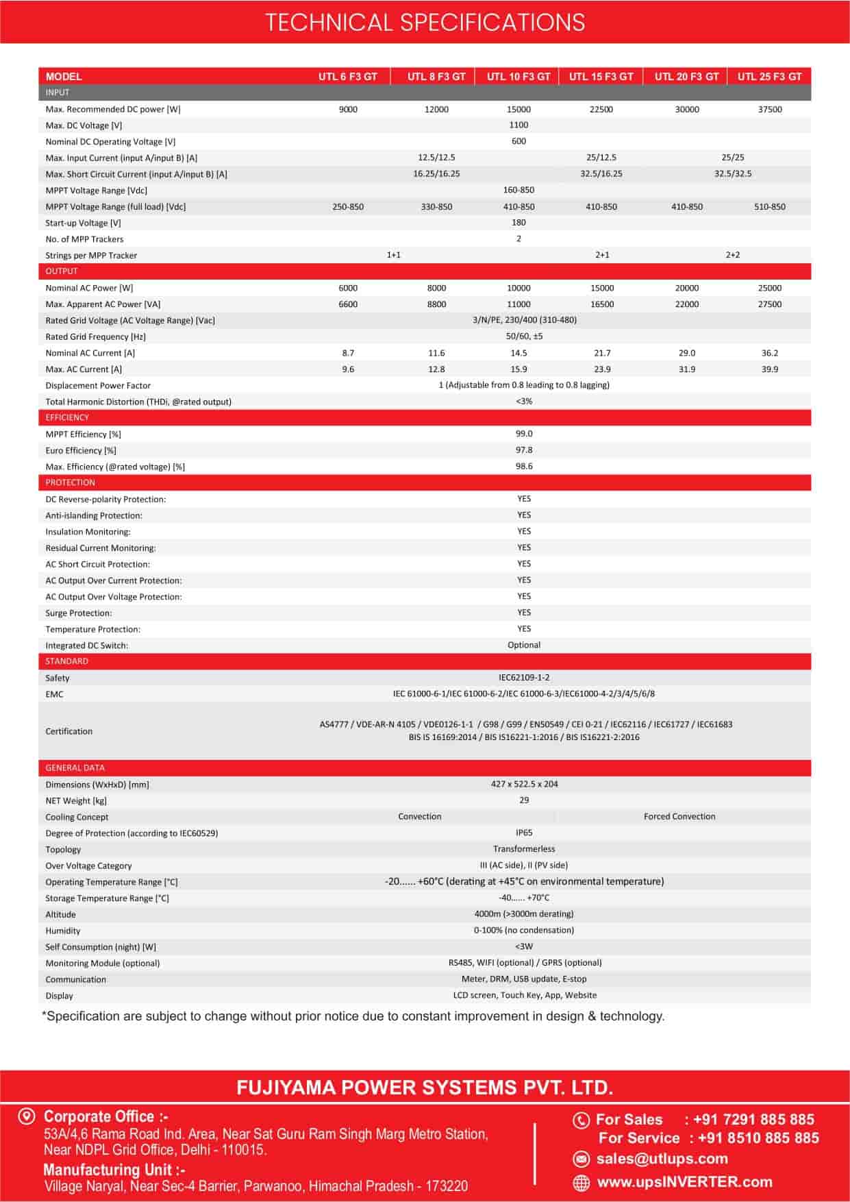 UTL On-Grid F Series Inverter Catalog_page 6kW - 25kW